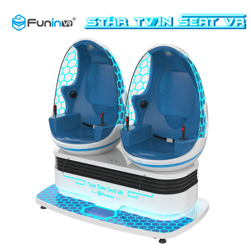 Blaue und weiße VR 9D Sitze der Ei-Stuhl-Zwillings-Seat-Säulengang-Maschinen-2 für Kinder parken