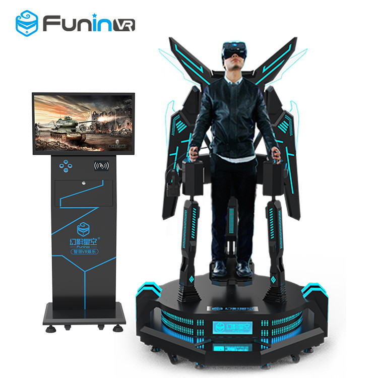 Aufgeregte Stellung herauf Simulations-Fahrten virtueller Realität VR Flight Simulator