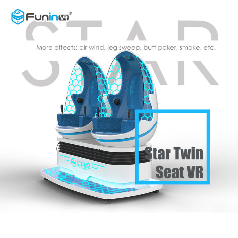 Blau + weiße Sitze 9D VR Simulator-2 mit Gläsern 3D Deepoon E3